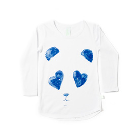 Minti Long Sleeve Scoop Tee Love Panda White